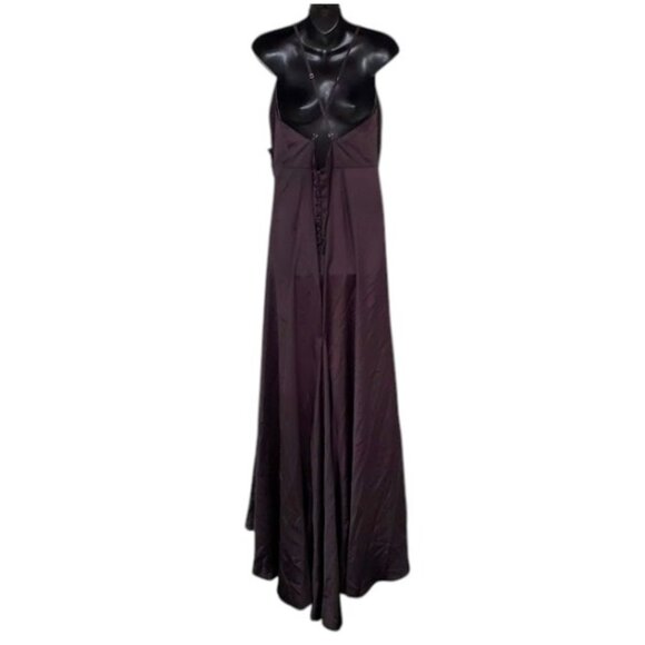 Galina Signature Black Satin Spaghetti Strap Mermaid Dress Gown Sz 18 Glam Goth - Picture 5 of 16